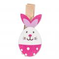 [F410524] Holzklammer Osterhase Pink ca. 22x37 mm